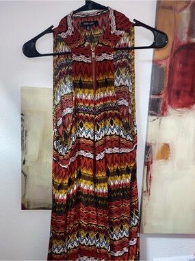 New Look Women's Zigzag Print Shirt - Red, Yellow & Black